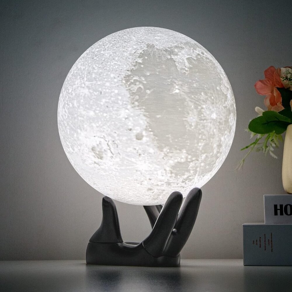 Gifts for Women, 7.1 inch Moon Lamp 3D Printing Moon Light 16 Colors Night Light